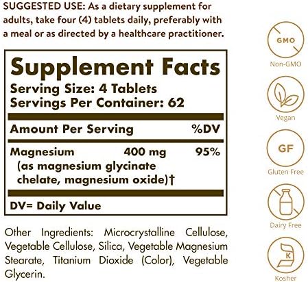 Solgar Chelated Magnesium, 250 Tablets - Supports Nerve & Muscle Function - Promotes Healthy Bones - Vital for Cellular Energy Release - Non-GMO, Vegan, Gluten Free, Dairy Free - 62 Servings