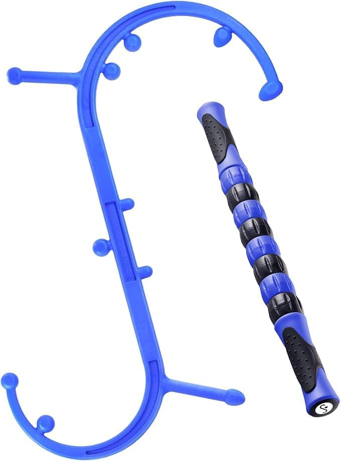 Body Back Buddy Classic Black & Massage Stick Bundle for Muscle Pain Relief | FSA Eligible Massage Bundle For Trigger Point Therapy, Deep Tissue Pain Relief, Muscle Tension Relief, (Stick color varies)