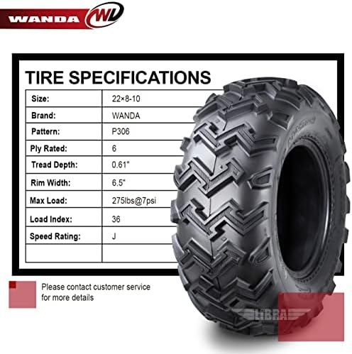 WANDA 2 New ATV UTV Tires 22X8-10 22x8x10 6PR P306-10264