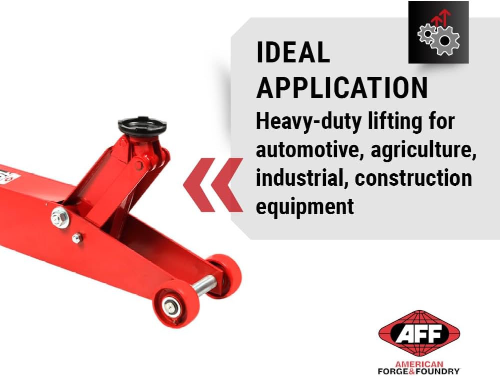 AFF 10 Ton Air Hydraulic Long Chassis Jack - for Long Overhang Vehicles | 10 T Floor Jack with Foot Pump & 3-Position Lock Handle - Ideal for Repair Shops, Bus & Truck Fleets, Heavy Duty Equipment