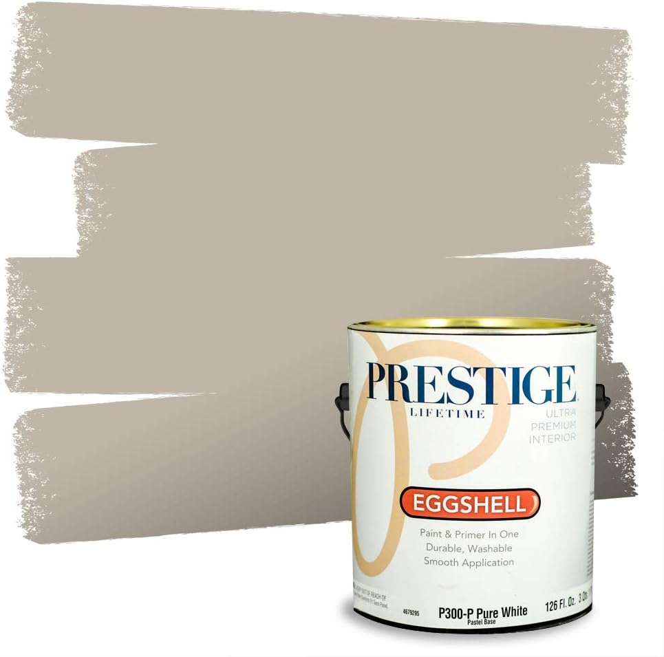 PRESTIGE Paints Exterior Paint and Primer In One, 1-Gallon, Flat, Comparable Match of Sherwin Williams* Grizzle Gray*