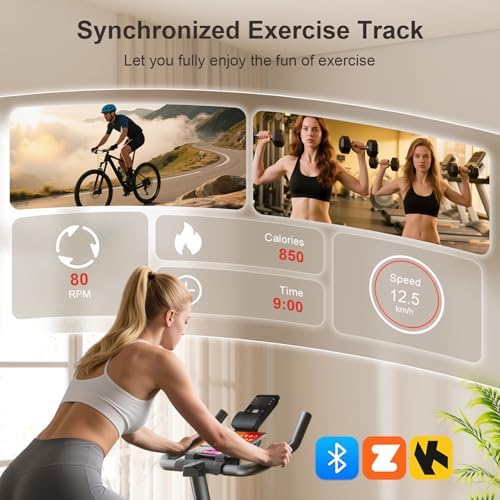 Wenoker Exercise Bike for Home, Magnetic Stationary Bike with App Sync, Indoor Cycling Bike with Adjustable Seat & Handlebar, Quiet Belt Drive, LCD Monitor, Tablet Holder & Transport Wheels for Cardio Workout