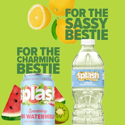 SPLASH REFRESHER Flavored Water Bottles, Lemon - 6 Pack | Refreshing Flavored Bottled Water with Electrolytes - Zero Sugar & Zero Calories - 16.9 Fl Oz