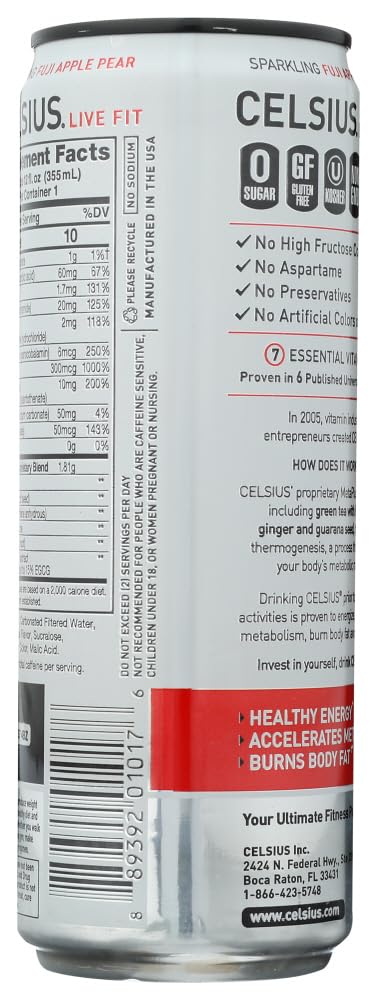 CELSIUS Sparkling Orange, Sugar Free Energy Drink, 12 Fl Oz (Pack of 4)