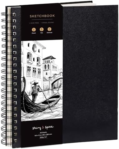 Artist’s Sketchbook Hardcover – 200GSM Very Thick Paper – Large, Spiral Sketch Book for Drawing and Mixed Media – Sketch Pad