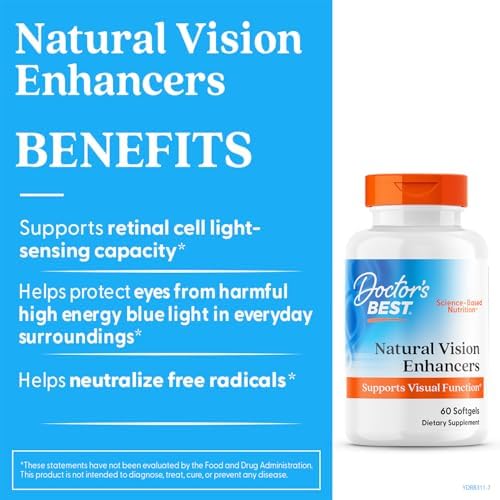 Doctor's Best Natural Vision Enhancers for Men & Women - Lutein and Zeaxanthin Supplement with Fish Oil, Eye Health Support Supplement for Adults