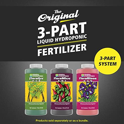 General Hydroponics FloraSeries Advanced Nutrient Fertilizer System, 3-Part Bundle with FloraMicro, FloraBloom and FloraGro, 16 oz.