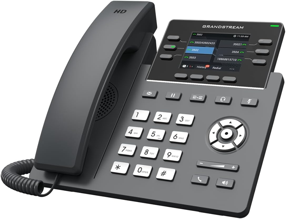 Grandstream GRP2613 IP Phone | 6 Lines, 4 SIP Accounts | 2.8-Inch Color Display | Dual-Port Gigabit Ethernet with Integrated PoE, Black