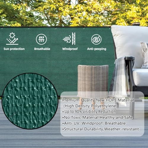 SUNLAX 3'x10' Black Balcony Privacy Screen Fence Windscreen 90% UV Block