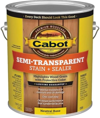 Cabot Stains 0306 Exterior Stain, Semi-Transparent Oil with Neutral Base, 1 Gallon