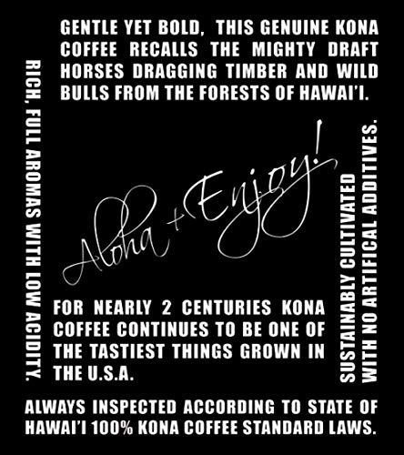 Blue Horse 100% Kona Coffee Whole Bean - 16 oz Medium Roast, Farm Fresh | Certified Organic, Arabica Whole Beans,, Grown In Hawaii USA, Shade Grown, Handpicked, Vacuum Sealed Bag, Caffeinated, Vegan