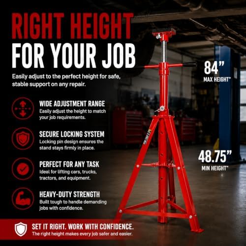 Stark USA Underhoist Tripod Stand 2 Ton Capacity High Lift Jack Stand Reach Under Hoist Stand High-Position Lift Range 4,000lbs Capacity, Red