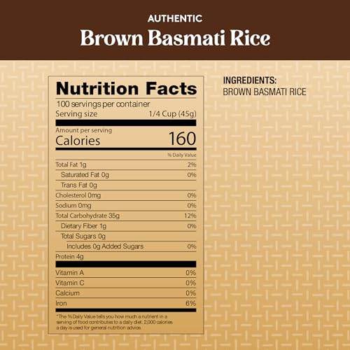 Royal Brown Basmati Rice - Authentic Long Grain Rice - 10 lb Bag | Perfect for Biryanis, Pilafs & Curries - Cook in Microwave or on Stove Top