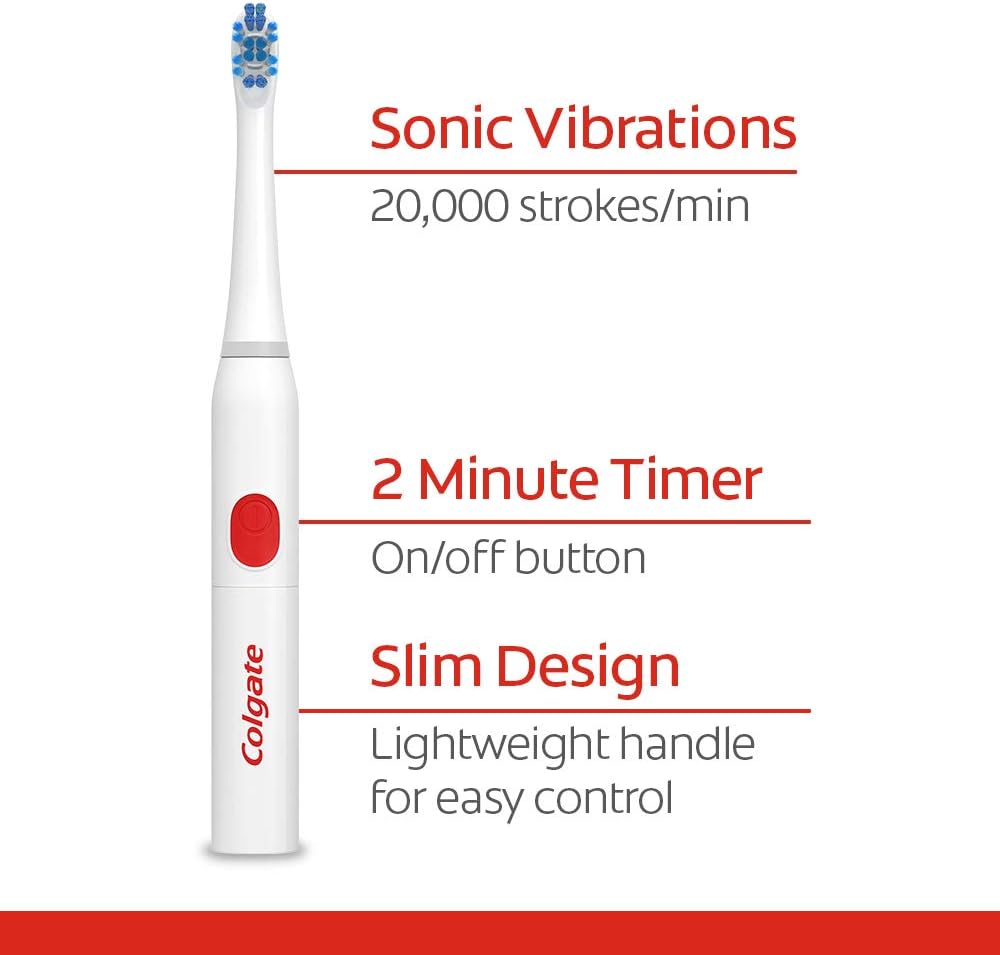 Colgate, 360 Advanced Sonic Battery Power Toothbrush Soft, Whitening, 1 Count