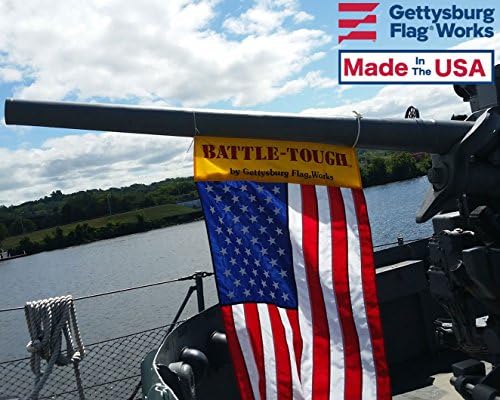 5x8' Battle-Tough® US Flag, Durable All-Weather Nylon American Flag, Sewn Stripes and Embroidered Stars for Outside, Made in USA by Gettysburg Flag Works