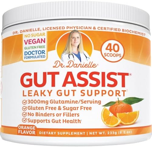 Gut Assist Leaky Gut Support Powder | 40-Servings with L-Glutamine, Arabinogalactan, Licorice Extract