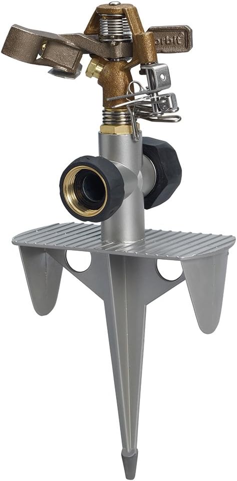 Orbit Lawn Sprinkler 56946 | Heavy‑Duty Brass Impact Head | Adjustable 360° Coverage | Up to 90 ft Diameter | Zinc Spike Base | Durable Outdoor Watering