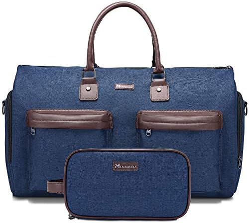Convertible Garment Bag with Shoulder Strap, Modoker Carry on Garment Duffel Bag for Men Women - 2 in 1 Hanging Suitcase Suit Travel Bags, Blue, 45l