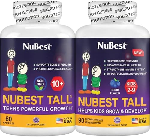 NuBest Bundle Tall 10+ 60 Capsules Tall Kids 90 Chewable Tablets | Height Growth Support for Kids & Teens | Calcium, Vitamins D3 K2