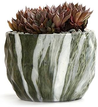 SE SUN-E Sun-E Modern Style Marbling Ceramic Flower Pot Succulent/Cactus Planter Pots Container Bonsai Planters with Hole 3.35 Inch Gift Idea(4 in