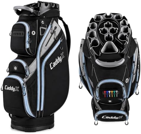 14-Way Golf Cart Bag, Professional Organizer Cart Bag with Anti-Rattle Top