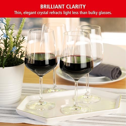Spiegelau Style Crystal White Wine Glasses Gift Set, Elegant Stemmed Wine Glasses, Stylish Glassware for Dinner Party, Home Bar, Wedding Gifts, Birthday Gifts, Hosting Essentials, 15.5 oz, Set of 4