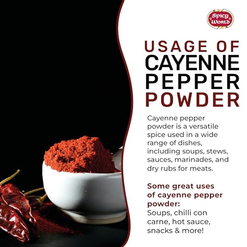 Spicy World Cayenne Pepper Powder Ground Chili Pepper 10 Pound Bulk Bag- 40K SHU, Hot Chilli Powder
