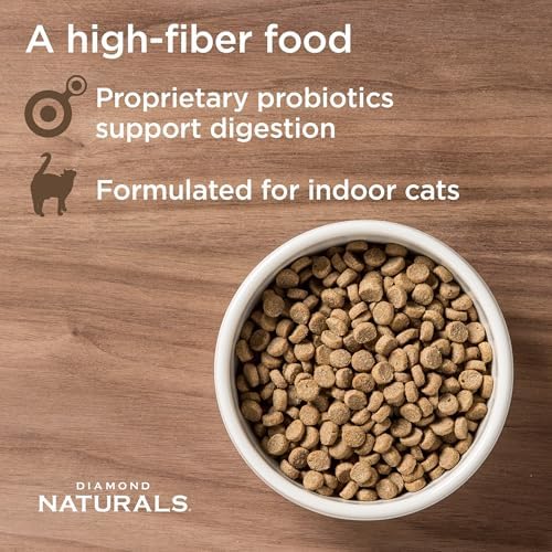 DIAMOND NATURALS Indoor Adult Dry Cat Food, Chicken & Rice, 18lb | With Real Chicken for Great Taste | Omega Fatty Acids to Help Support Skin & Coat Health | Taurine for Heart & Eye Health