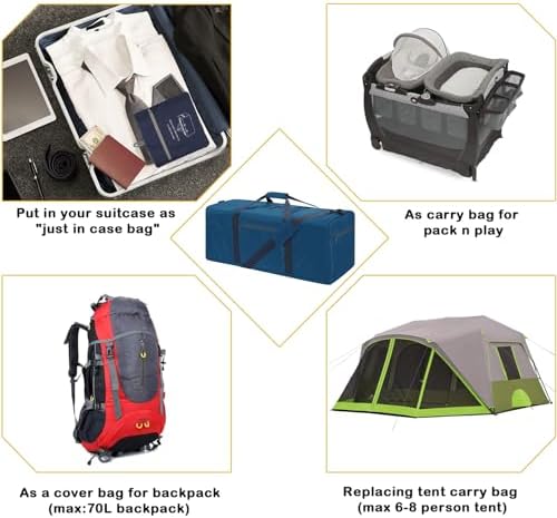 iFARADAY Foldable Duffel Bag Lightweight, 30 inch / 75L, Royal Blue