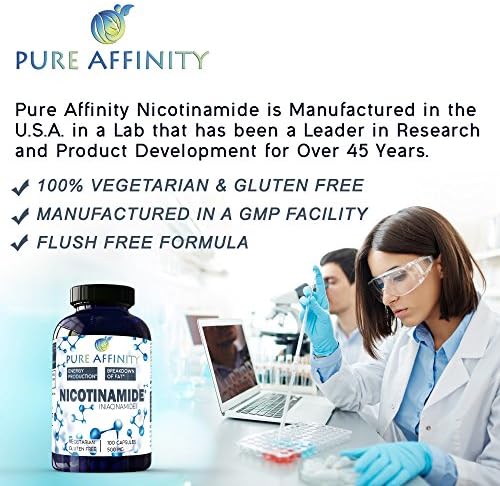 B3 Nicotinamide 500 mg Effective Flush-Free Niacin. Energy Booster, Cell Regenerator, That Supports Cognitive Decline