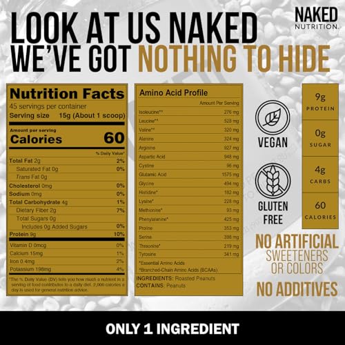 2 LB Powdered Peanut Butter from US Farms – Bulk, Only 1 Ingredient - Roasted Peanuts, Vegan, No Additives, Preservative Free, No Salt, No Sugar - 76 Servings - NAKED PB