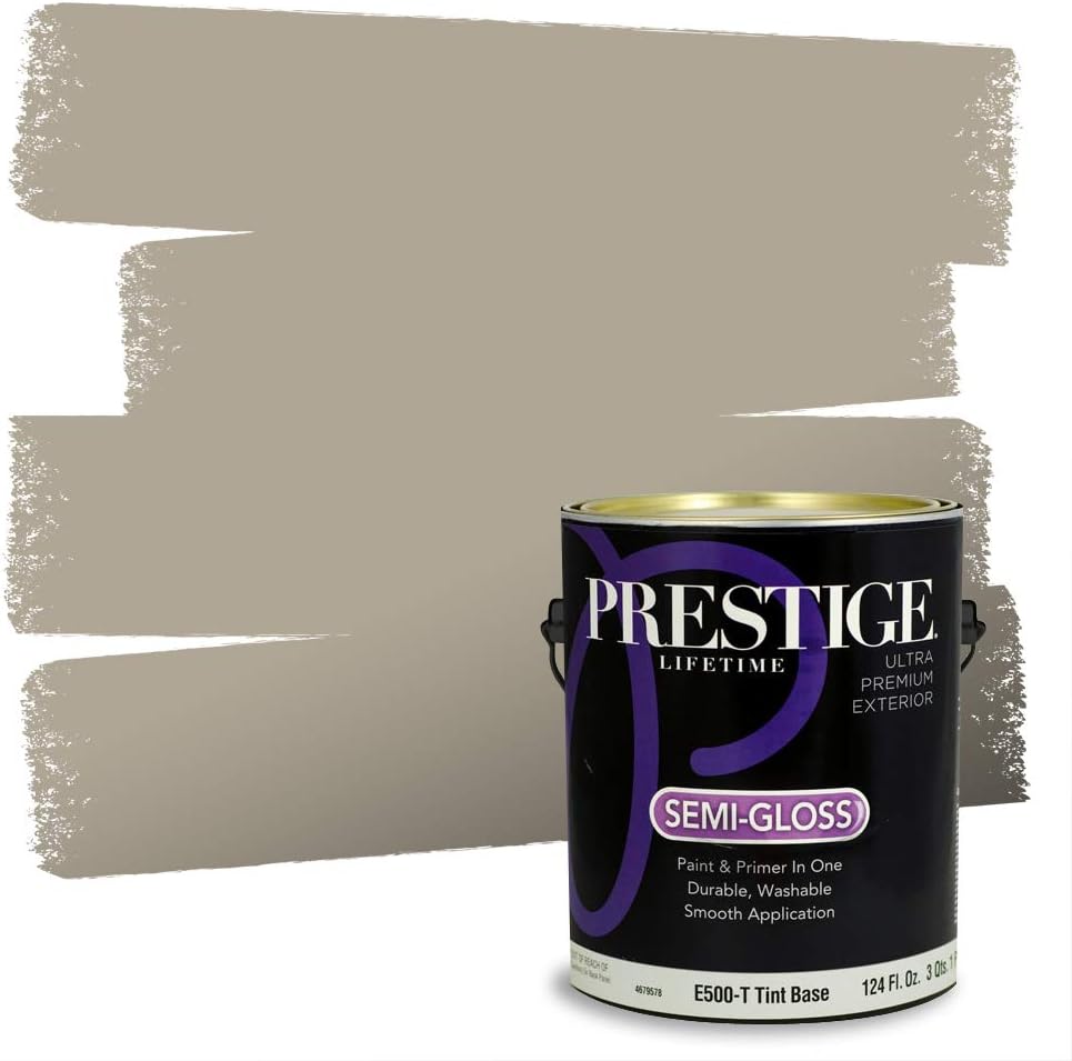 PRESTIGE Paints Exterior Paint and Primer In One, 1-Gallon, Flat, Comparable Match of Sherwin Williams* Grizzle Gray*