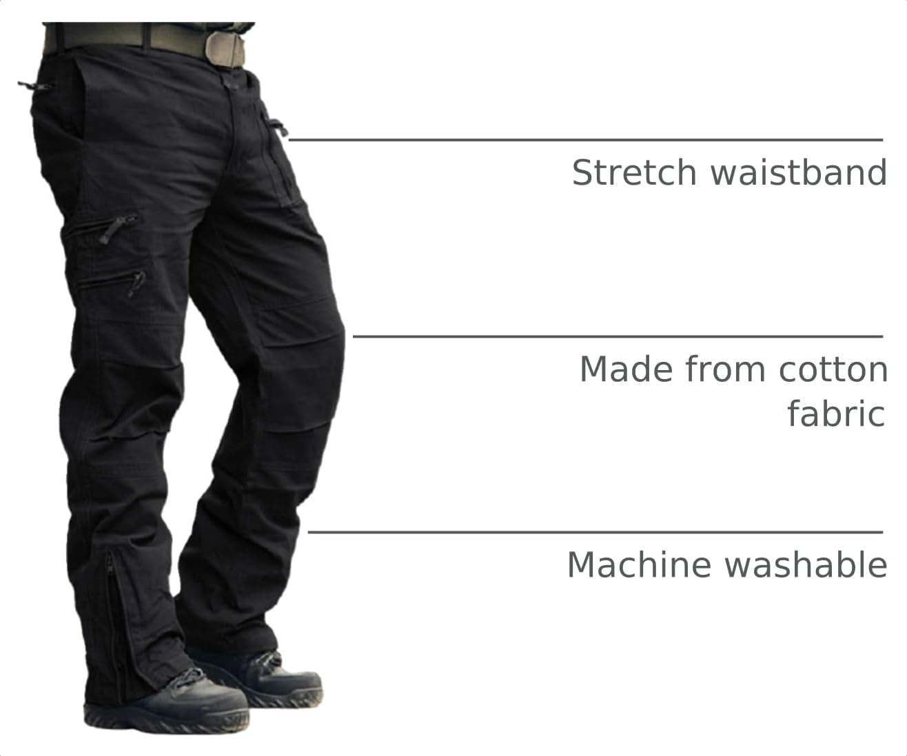CRYSULLY Mens Tactical Cargo Pants Ripstop Cotton Military Hiking Work
