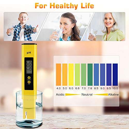 Digital pH Meter Tester Pen for Water, Pre-Calibrated, High Accuracy ±0.01, 0–14 pH Range, Pocket Size for Drinking Water, Pool