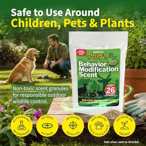 Nature's Defense Organic Animal Repellent Granules, 44 oz | 7 Certified Organic Ingredients, 94.1% Effective, Repels Deer, Mice, Cats