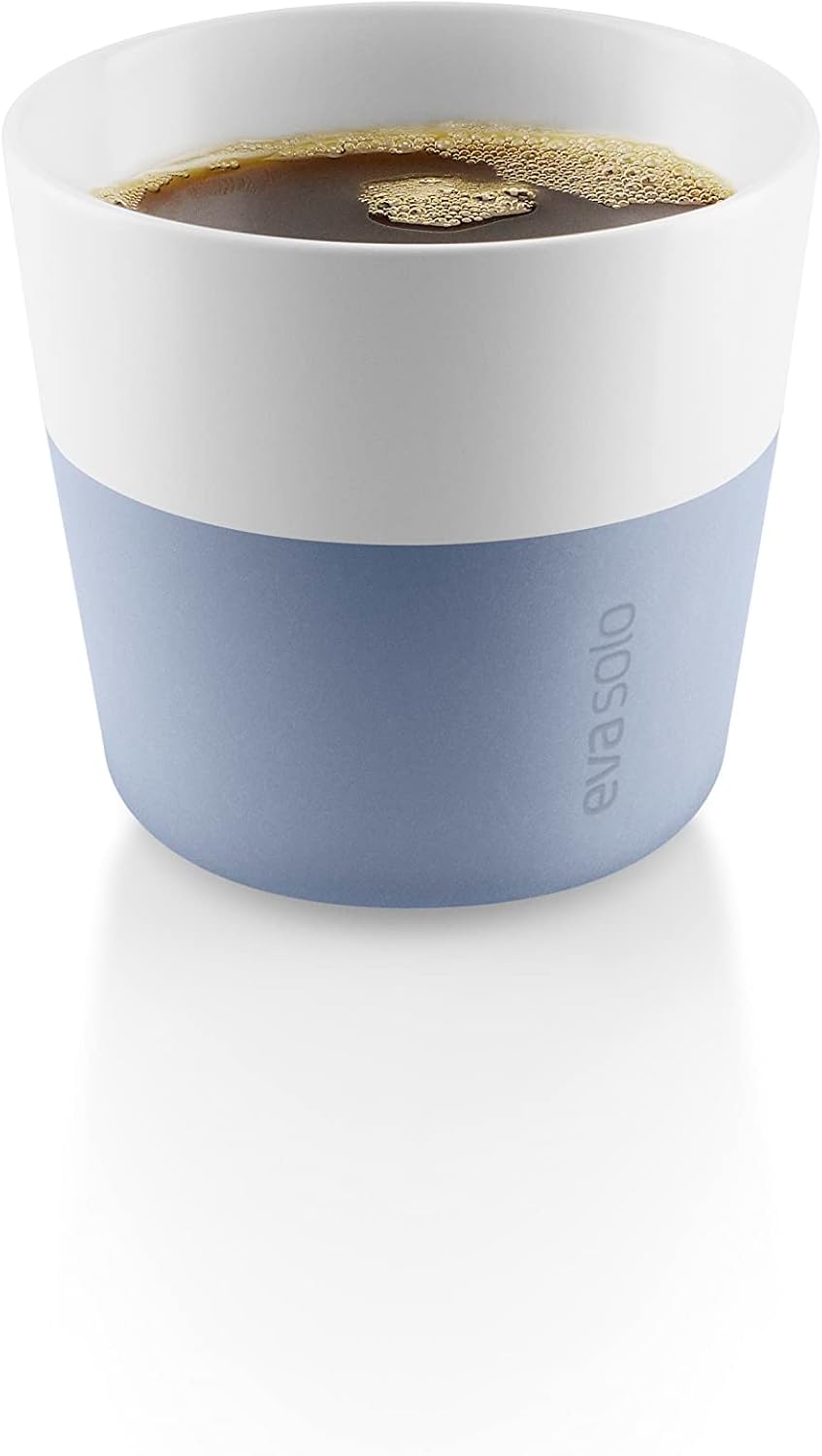 Eva Solo | 2 Lungo Tumbler Mugs | 8 oz Porcelain Coffee Cup Tumblers with Silicone-coated Grip | Danish Design, Functionality & Quality | Black