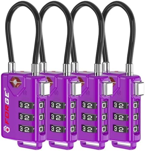 TSA Approved Cable Luggage Locks, Re-settable Combination with Alloy Body