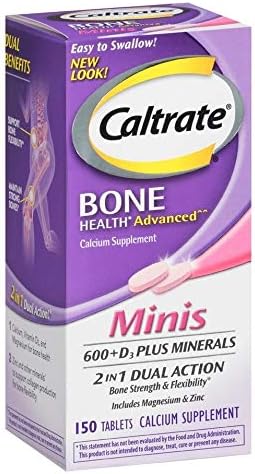 Caltrate Minis 600 Plus D3 Vitamin D and Calcium Supplement Tablets, 150 Ct | Highest Level of Vitamin D3, Maximizes Calcium Absorption to Support Strong Bones and Daily Function