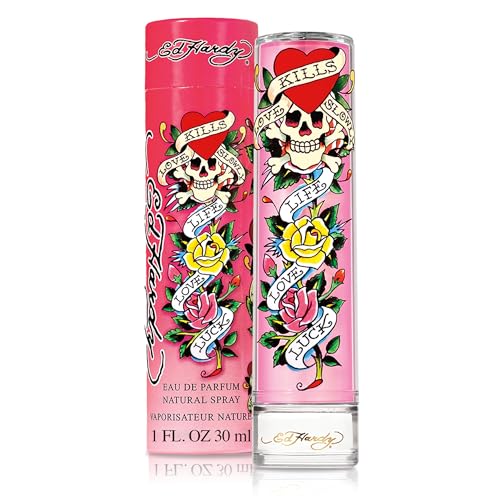 ED HARDY Eau de Parfum for Women, 1 fl oz | Women's eau de parfum. Perfume with warm amber notes and a long-lasting scent.