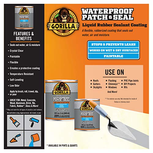 Gorilla Patch & Seal Liquid Rubber Waterproof Sealant, Black, 32 oz