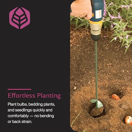 Yard Butler IREA-4 Roto Earth 18” Auger Drill Bit - Digging Tool for Effortless Bulb Planting - Multi-Use Drill - Heavy-Duty Garden Tool - Power-Coated Steel - Rust-Resistant | Powder-Coated Steel Digging Tool, Rust-Resistant, Digs Medium-Depth Holes for…
