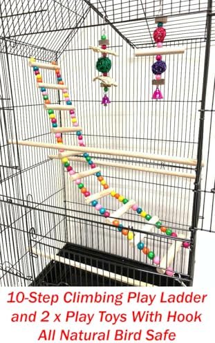 38-Inch Double Roof Top Large Flight Bird Cage with Toys Climbing Ladder Side Nesting Box Doors for Cockatiels Sun Parakeets Conures Aviary Budgie Finch Lovebird Canary Pet Bird Travel Cage