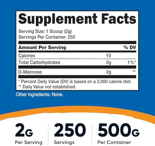 Nutricost D-Mannose Powder 500 Grams (250 Servings) Gluten Free, Vegan | GMO-Free