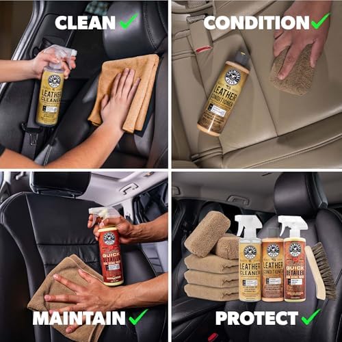 Chemical Guys, 9-Piece Leather Cleaner & Conditioner Kit for Car Interiors | Cleans then conditions seats, furniture, jackets and boots