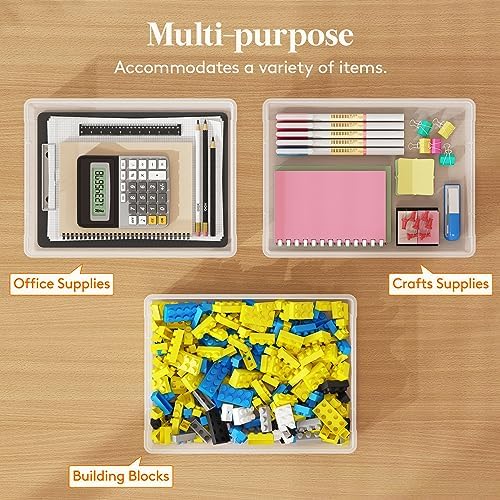 Lifewit Paper Organizer Storage with Lid, Fits 8.5" x 11" Letter, 4 Pcs | Multi-Purpose Plastic File Box with Latching Lids