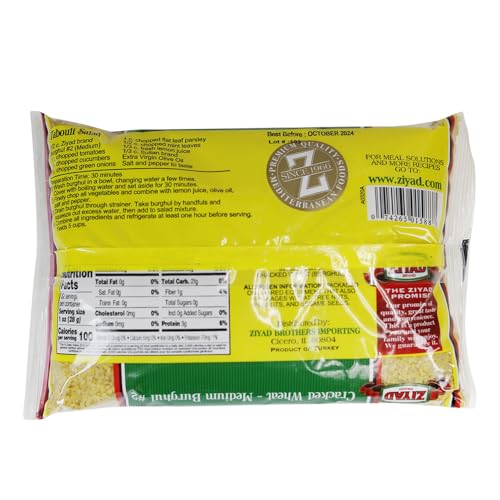 Ziyad Cracked Bulgur Wheat | Medium #2, 32oz | Fiber-Rich Whole Grain | Nutty Flavor, Chewy Texture | Great in Tabbouleh, Kibbeh, Soups