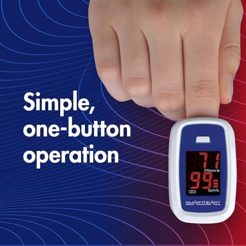 SmartHeart Fingertip Pulse Oximeter | Pulse Rate Monitor, Blood Oxygen Saturation, LED Display, Portable for Home & Sports Use