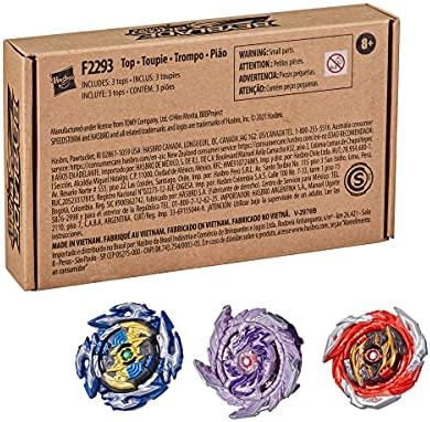 Beyblade Burst Surge Speedstorm Thunder Threat 3-Pack - Kolossal Fafnir F6, Spear Dullahan D6, Brave Roktavor R6 Battling Game Top Toys