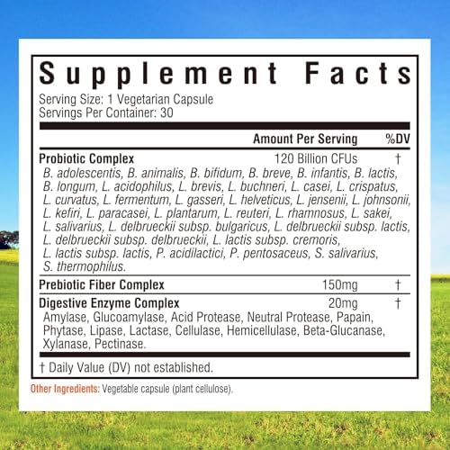 Innate Vitality Probiotics 120 Billion CFUs for Men & Women, 34 Strains with Prebiotics & Digestive Enzymes, Immune & Digestive Health