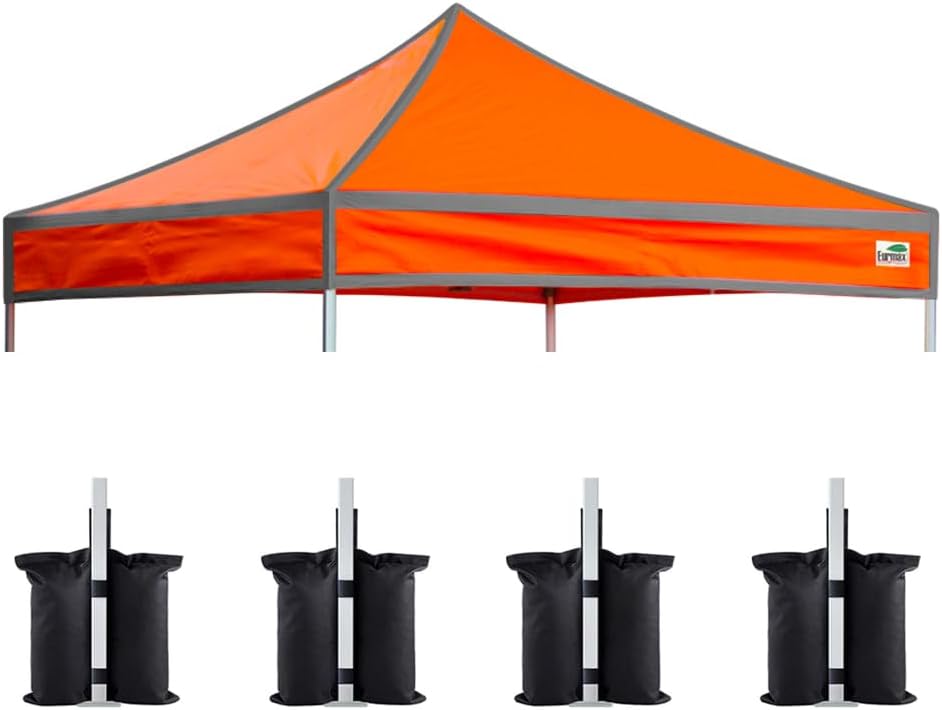 Eurmax USA 10x10 Pop Up Canopy Replacement Top,Universal Instant Canopy Cover ONLY,Heavy Duty UPF 50+ UV Protection,Water & Wind Resistant Tarp,30+ Colors Available,Bonus 4 Sand Bags (White)